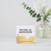 Faux Gold Brushed White Grey | Mode stijlvol Vierkante Visitekaartje (Staand voorkant)