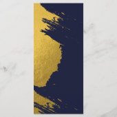 Faux Gold Brushstrokes Navy Blue Monogram Weddensc Menu (Achterkant)