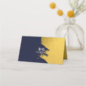 Faux Gold Brushstrokes & Navy Blue Wedding (Achterkant)