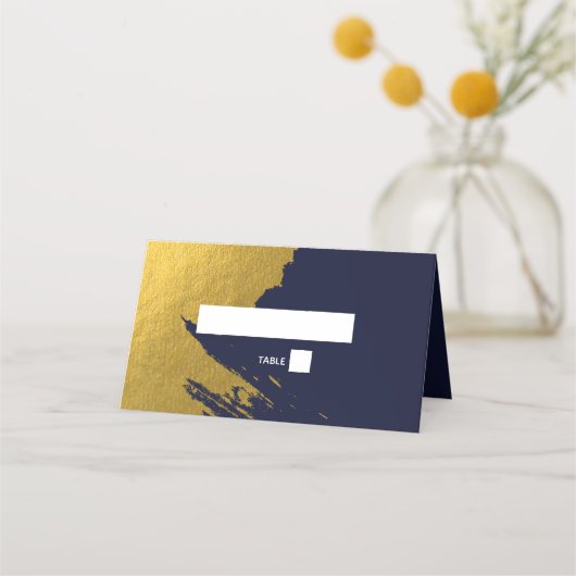 Faux Gold Brushstrokes & Navy Blue Wedding (Voorkant)