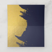 Faux Gold Brushstrokes & Navy Blue Wedding (Binnenkant ongevouwen)