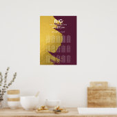 Faux Gold Burgundy, Monogram Wedding Seating Chart Poster (Keuken)