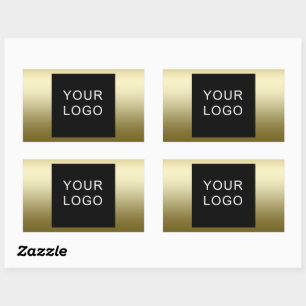 Faux Gold Business Corporate Logo Design Rechthoekige Sticker
