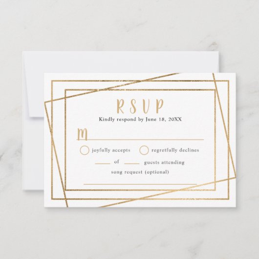 Faux Gold Cadre géométrique Mariage buffet RSVP (Devant)