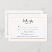 Faux Gold cadre mariage réponse RSVP (Devant / Derrière)