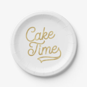 Faux Gold  "Cake Time" Birthday Papieren Bordje