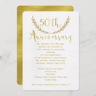 Faux Gold Calligraphy Invitation du 50e anniversai