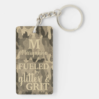 Faux Gold Camouflage Glitter Metallic Camo Name Sleutelhanger