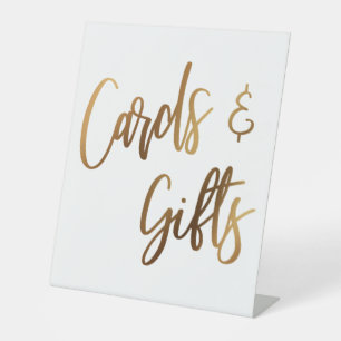 Faux Gold Casual handschrift Kaarten en cadeaus Reclamebord Met Voetstuk