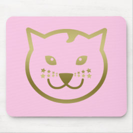 Faux Gold Cat Face - Aangepaste achtergrondkleur Muismat