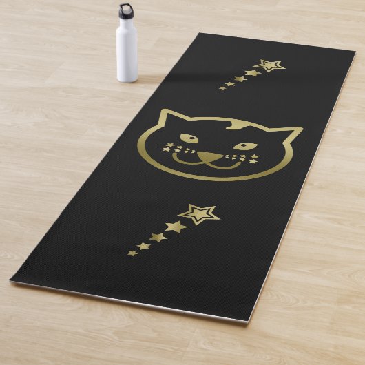 Faux Gold Cat Face - Aangepaste achtergrondkleur Yogamat (In situ)