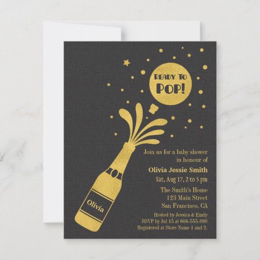 Faux Gold Champagne Klaar voor Pop Baby shower Kaart (Voorkant)