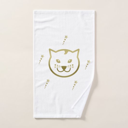 Faux Gold Chat Face - Couleur Arrière - plan perso (Serviette à main)