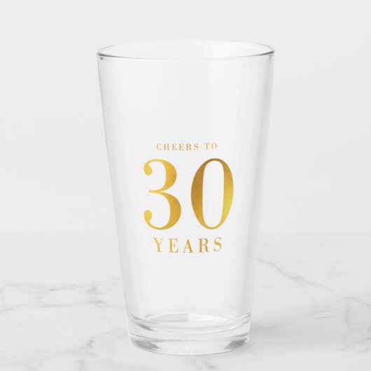 Faux Gold Cheers tot 30 jaar verjaardag Glas (Voorkant)