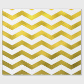 Faux Gold Chevron Pattern White Metallic Cadeaupapier (Vlak)
