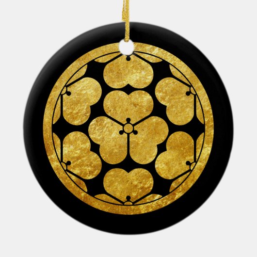 Faux Gold Chosokabe Japan Mon Oosterse Kunst Keramisch Ornament (Achterkant)