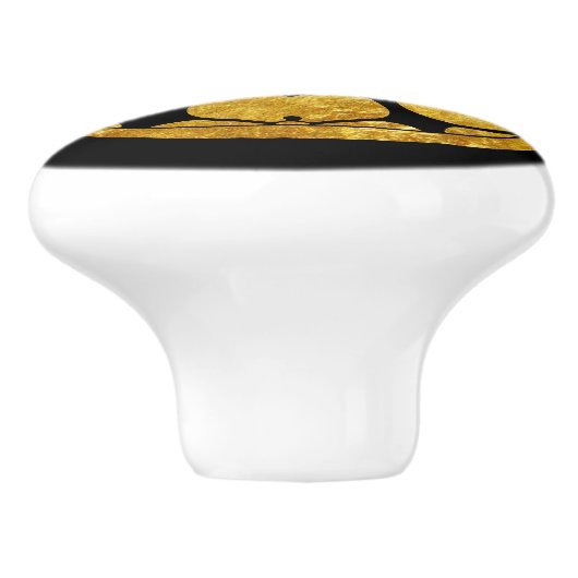 Faux Gold Chosokabe Japan Mon Oosterse Kunst Keramische Knop (Zijkant)