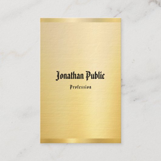 Faux Gold Classic Text  Sjabloon legant Visitekaartje (Voorkant)