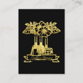 Faux Gold Cleaning Floral Plant Script Logo Visitekaartje (Voorkant)