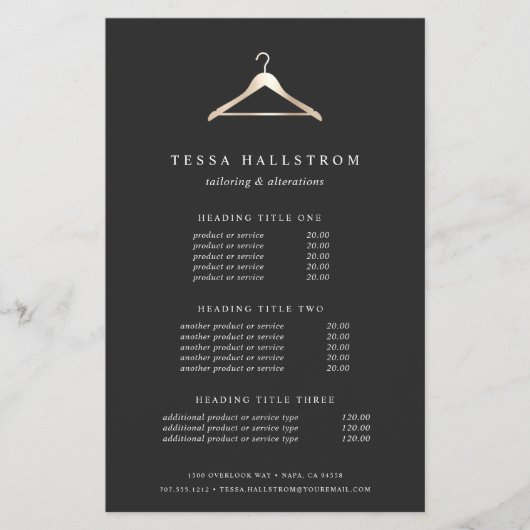 Faux Gold Clothes Hanger | Prijzen en diensten Flyer (Voorkant)