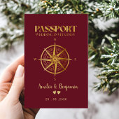 Faux Gold Compass Travel passport destination