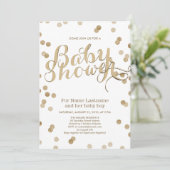 Faux Gold Confetti Baby shower moderne Invitation (Debout devant)