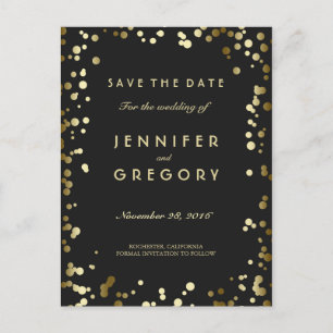 Faux Gold Confetti Black Sla de datum-Briefkaarten Aankondigingskaart