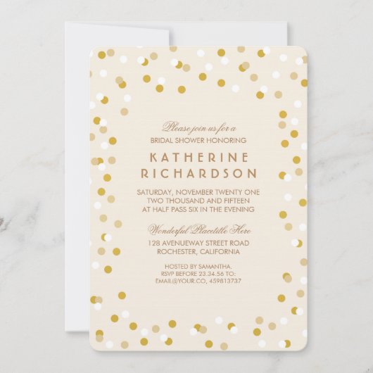 Faux Gold Confetti Bridal Shower Kaart (Voorkant)