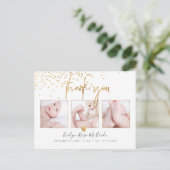 Faux Gold Confetti Chic Signature Script Dank u Briefkaart (Staand voorkant)