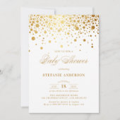 Faux Gold Confetti Dots Baby shower Invitation (Devant)