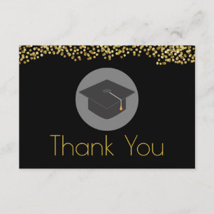 Faux Gold Confetti & Graduation Cap Bedankt