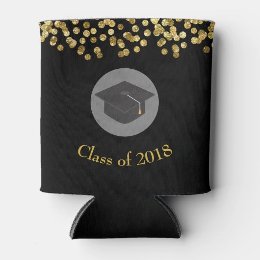Faux Gold Confetti & Graduation Cap Class of 20xx Blikjeskoeler (Voorkant)