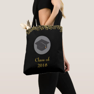 Faux Gold Confetti & Graduation Cap Class of 20xx Draagtas