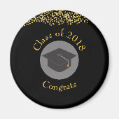 Faux Gold Confetti & Graduation Cap Class of 20xx Magneet (Voorkant)