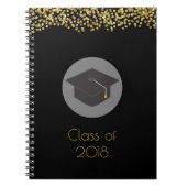 Faux Gold Confetti & Graduation Cap Class of 20xx Notitieboek (Voorkant)