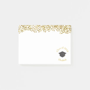 Faux Gold Confetti & Graduation Cap Class of 20xx Post-it® Notes