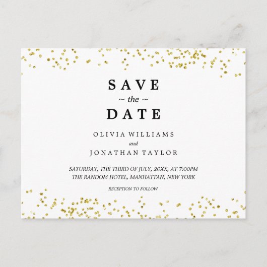 Faux Gold Confetti | Het Briefkaart Datum opslaan (Voorkant)