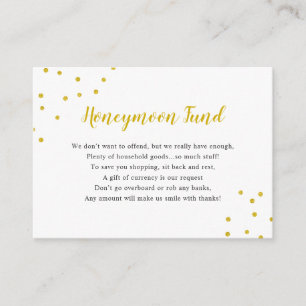 Faux Gold Confetti Honeymoon Fund Informatiekaartje
