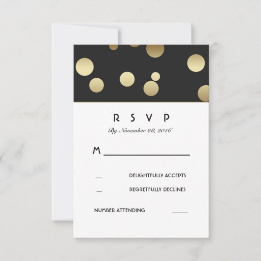 Faux Gold Confetti Mariage Cartes RSVP (Devant)