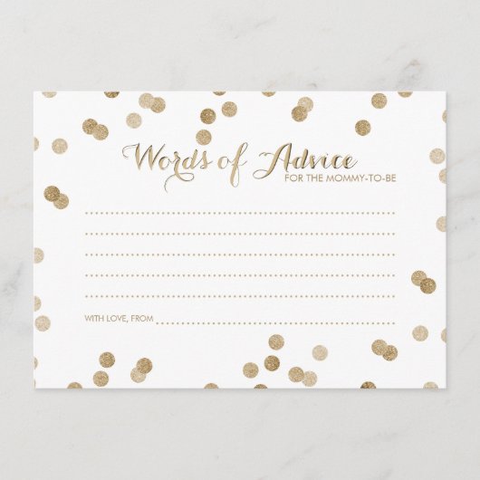 Faux Gold Confetti Modern Words of Advice Kaarten (Voorkant)