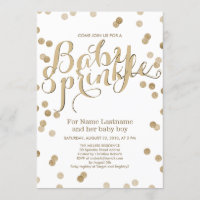 Faux Gold Confetti Moderne Baby Uitnodiging
