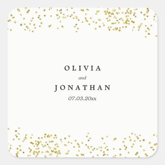Faux Gold Confetti | Moderne trouwstickers Vierkante Sticker (Voorkant)