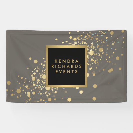 Faux Gold Confetti op Modern Grey Banner (Horizontaal)