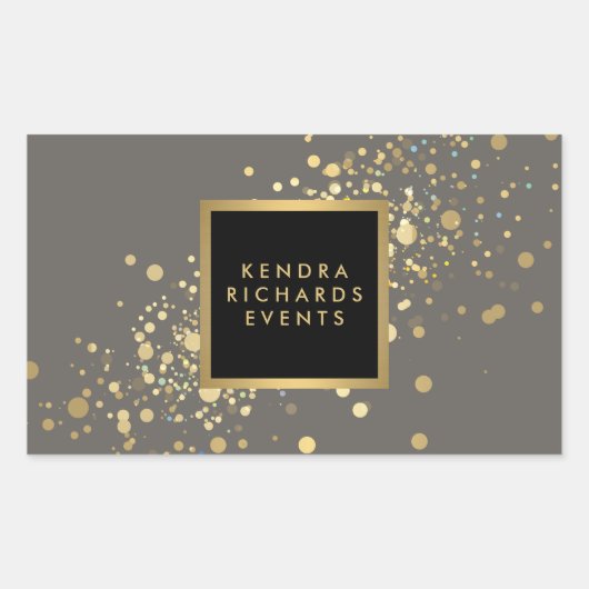 Faux Gold Confetti op Modern Grey Stickers (Voorkant)