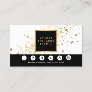 Faux Gold Confetti op moderne witte loyaliteit Kaa Klantenkaartje