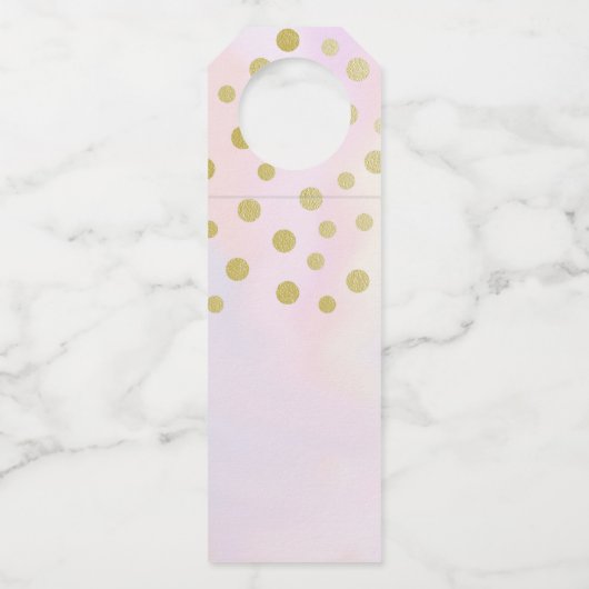 Faux Gold Confetti op Paarse Waterverf bruiloft Flessenhanger (Achterkant)