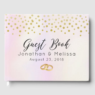 Faux Gold Confetti op Paarse Waterverf bruiloft Gastenboek