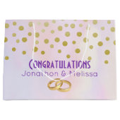 Faux Gold Confetti op Paarse Waterverf bruiloft Groot Cadeauzakje (Voorkant)