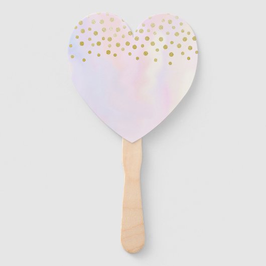 Faux Gold Confetti op Paarse Waterverf bruiloft Handwaaier (Achterkant)