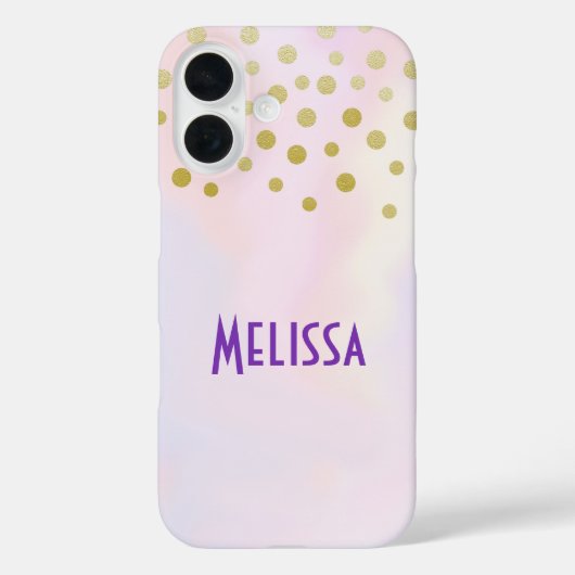 Faux Gold Confetti op Paarse Waterverf Case-Mate iPhone Case (Achterkant)